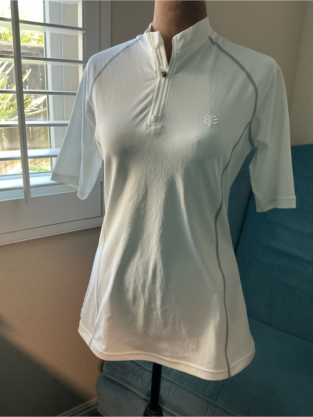 Coolibar Sun Protection White Active Quarter-Zip Women's Top